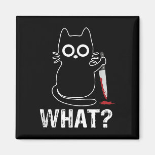 What_ - Funny Cat With Knife Graphic Design  Magnet