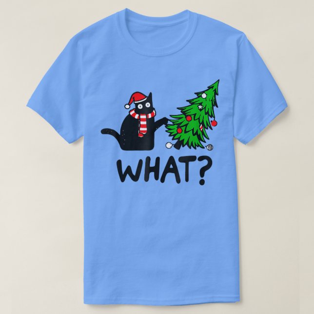 What Funny Christmas Cat Lover Gifts Xmas  T-Shirt (Design Front)