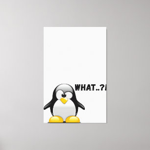 What..? – Funny Penguin Art Canvas Print