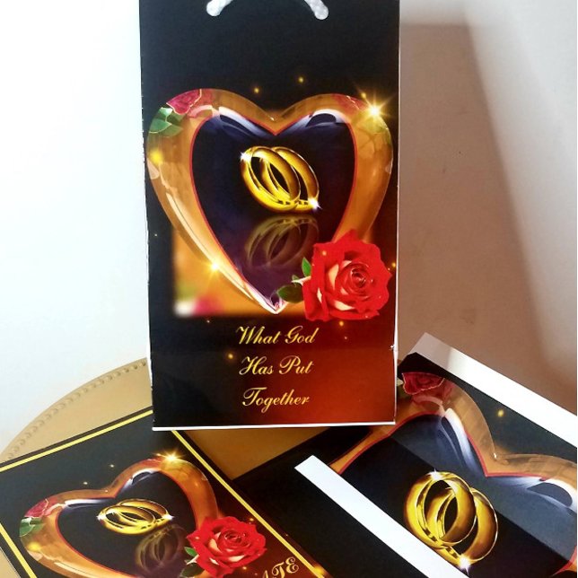 What God Has Put Together Invitation (Gold & Black (Gift Bag With Matching Save The Date Greeting Card and Wedding Envelope.)