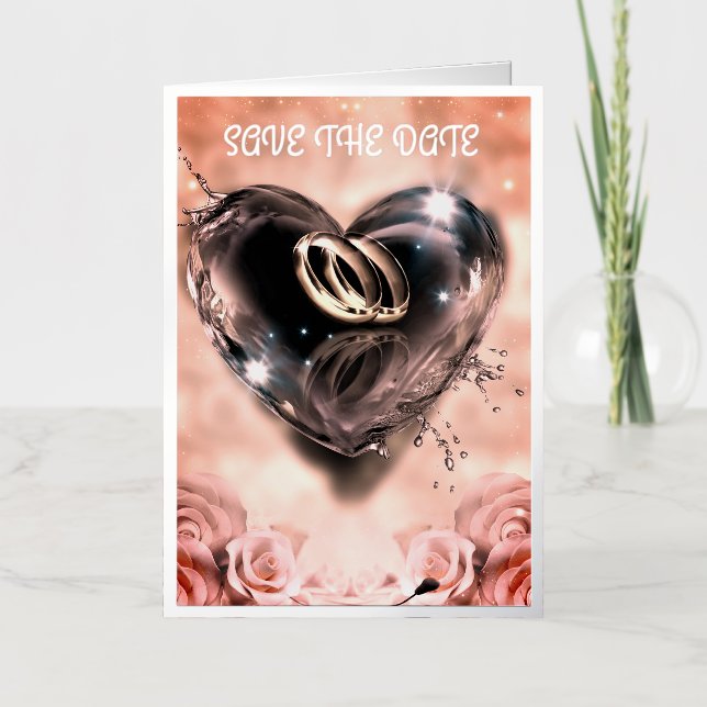 What God Has Put Together Pink Save The Date  Foil Greeting Card (Front)