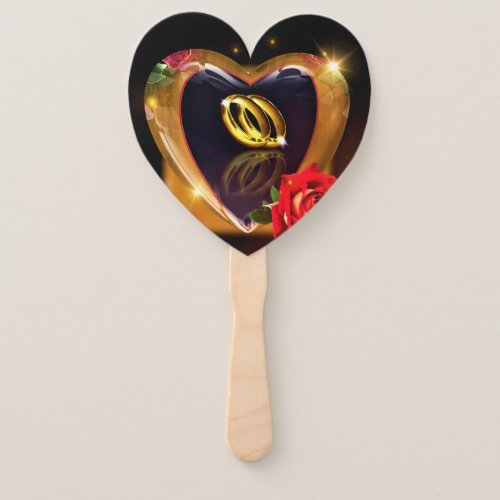What God Has Put Together Red Rose and Gold Hand Fan