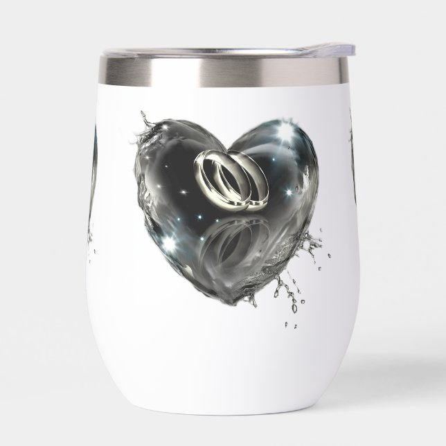 What God Has Put Together Wedding Bands Thermal Wine Tumbler (Left)