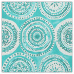 WHAT GOES AROUND Aqua Mandala Watercolor Fabric