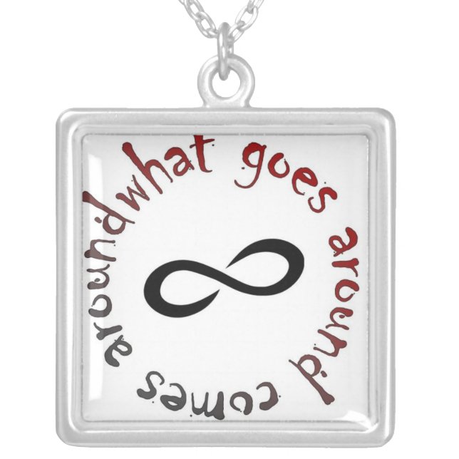 What goes around, comes around silver plated necklace (Front)