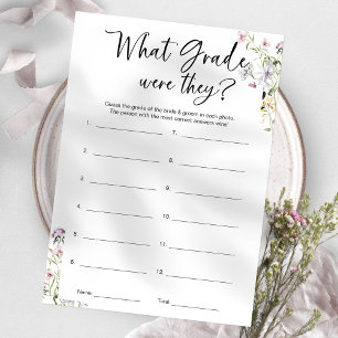 What Grade Were They Bridal Shower Game Invitation