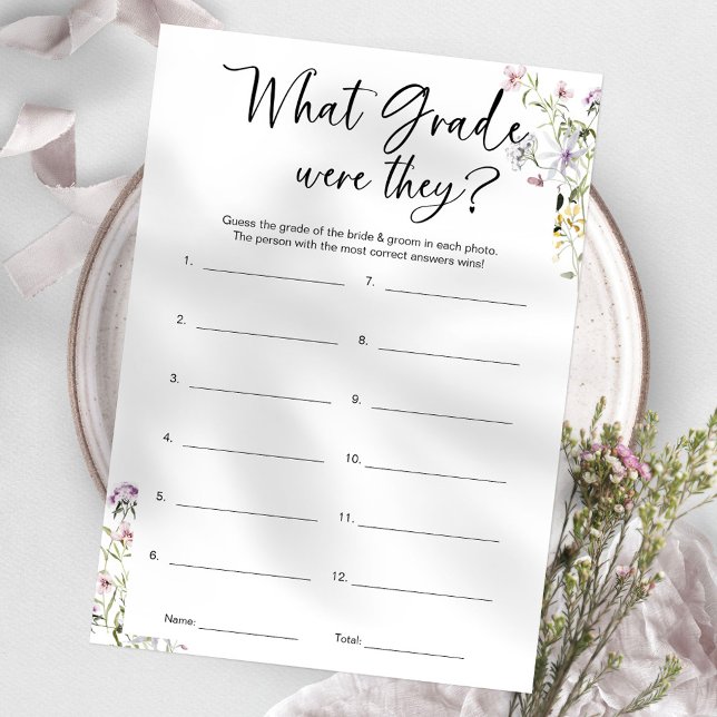 What Grade Were They Bridal Shower Game Invitation (Creator Uploaded)