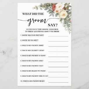 What Groom Say Winter Bridal Shower Game Card Flyer