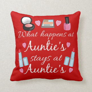 What happens at Auntie's Throw Pillow