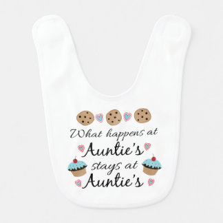 What happens at Auntie's White Baby Bib