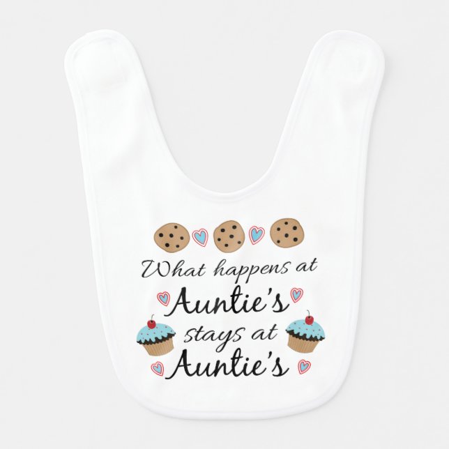 What happens at Auntie's White Baby Bib (Front)