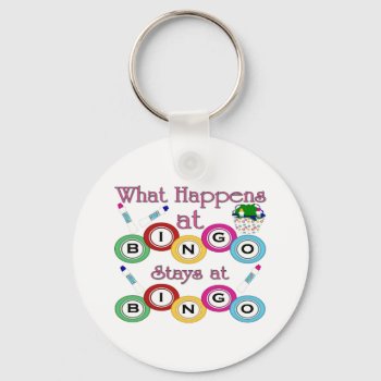What Happens At Bingo Keychain by Just2Cute at Zazzle