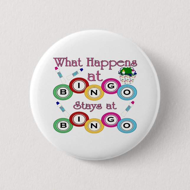 What Happens at Bingo Pinback Button (Front)