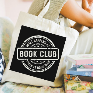 What Happens at Book Club Retro Style Tote Bag