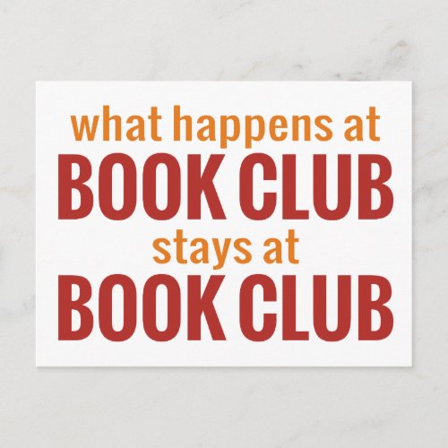 What Happens at Book Club Stays at Book Club Postcard