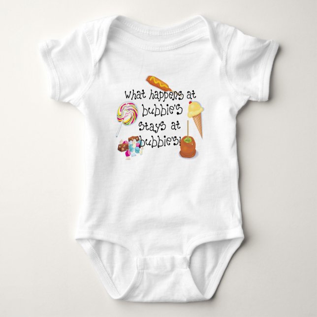 What Happens at Bubbie's STAYS at Bubbie's Baby Bodysuit (Front)