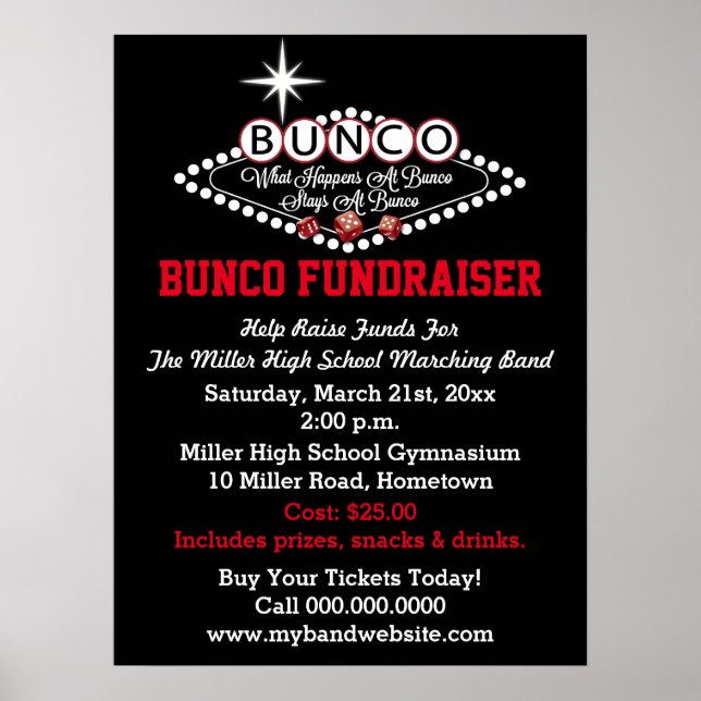 What Happens At Bunco Fundraiser Poster (Front)