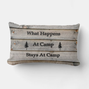 What happens at camp stays at camp lumbar pillow