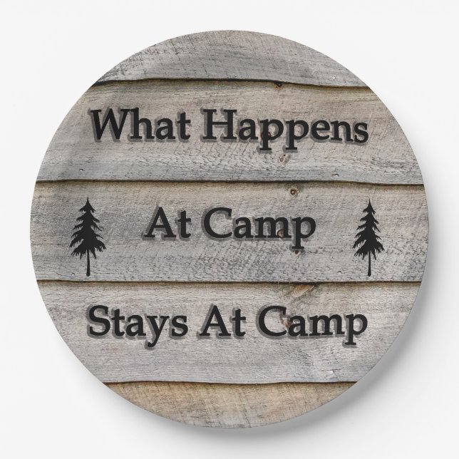 What happens at camp stays at camp paper plates (Front)