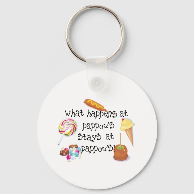 What Happens at Pappou&apos;s STAYS at Pappou&apos Keychain (Front)