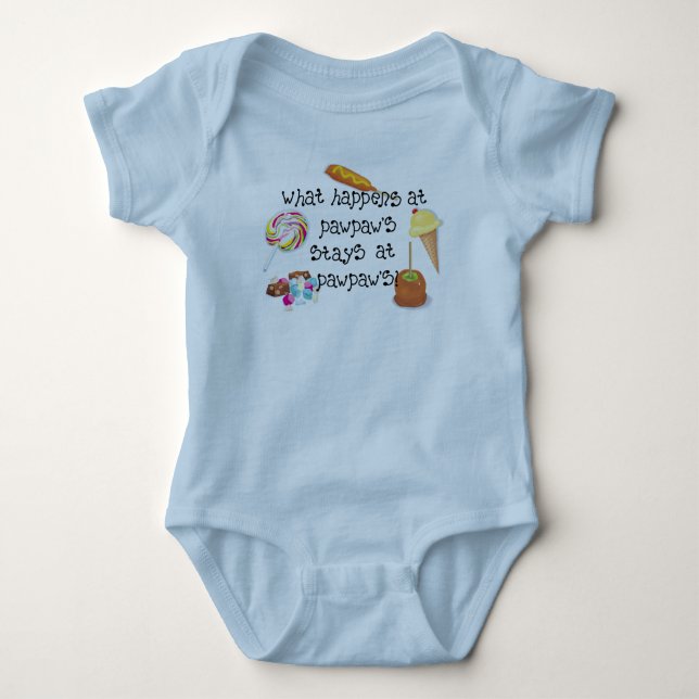 What Happens at PawPaw's STAYS at PawPaw's Baby Bodysuit (Front)