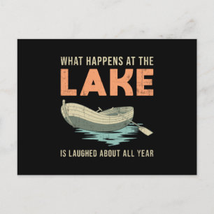 What Happens At The Lake Boat Sailing Boating Gift Postcard