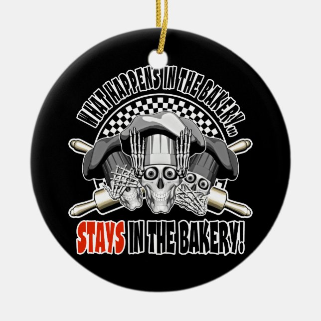 What Happens in the Bakery: Rolling Pins Ceramic Ornament (Front)