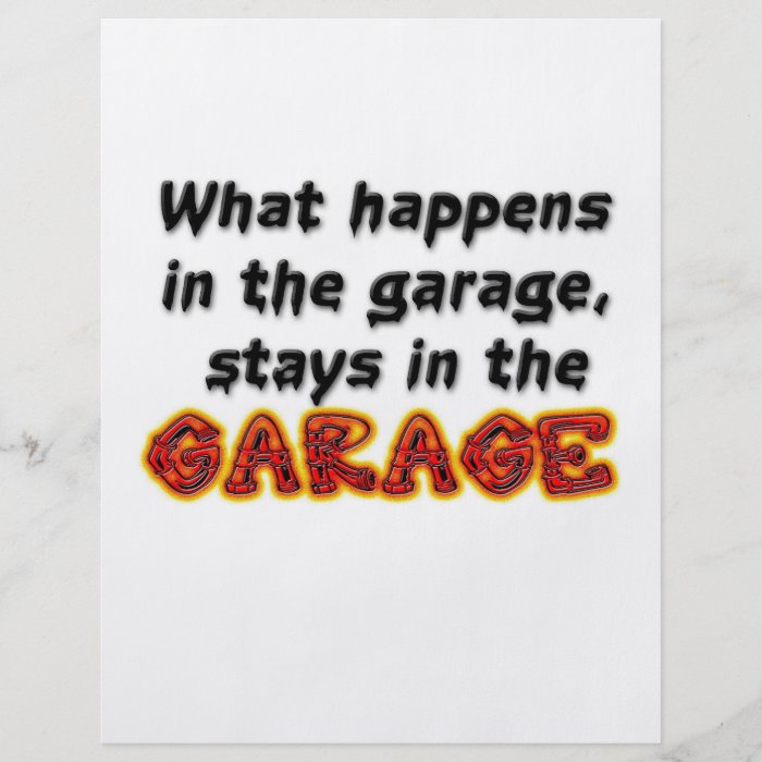 What Happens in the Garage Stays in the Garage Personalized Flyer