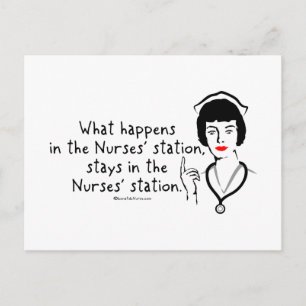 What Happens in the Nurses Station Postcard
