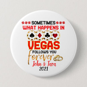 What Happens in Vegas Anniversary Married Couple Button