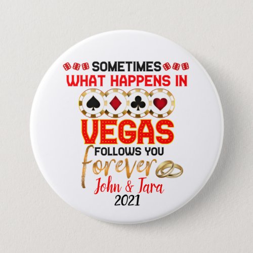 What Happens in Vegas Anniversary Married Couple  Button