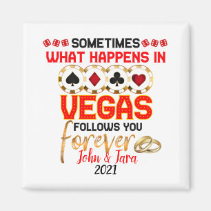 What Happens in Vegas Anniversary Married Couple Magnet