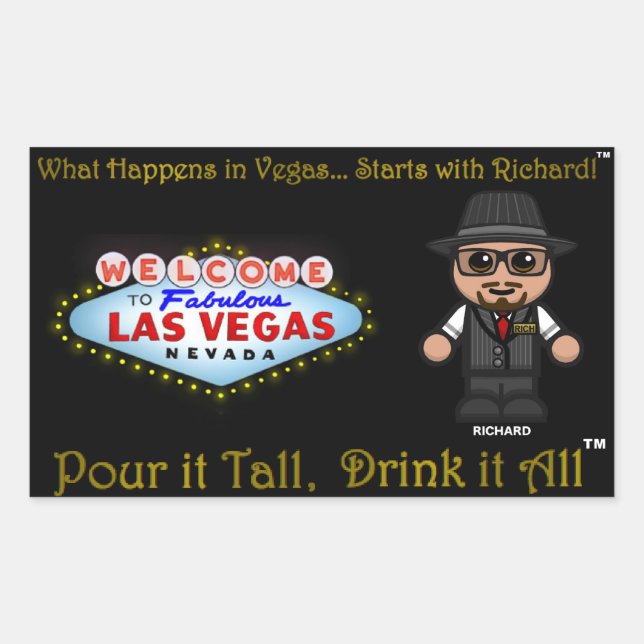 What Happens in Vegas...Starts with Richard!!! Rectangular Sticker (Front)