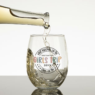 What happens on Girls Trip Custom Girls Weekend Stemless Wine Glass