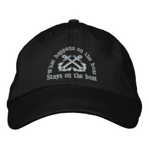 What happens on the boat ... crossed anchors embroidered baseball hat