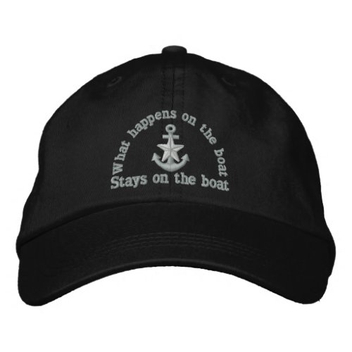 What happens on the boat silver star anchor embroidered baseball hat