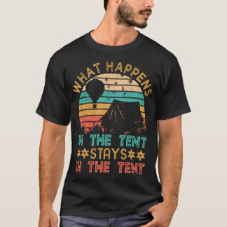 What Happens Stays In The Tent Vintage Sun Funny C T-Shirt