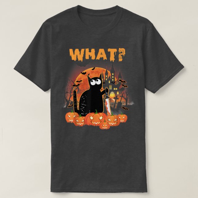 What Humor Murder Black Cat, Kitten Halloween Cost T-Shirt (Design Front)