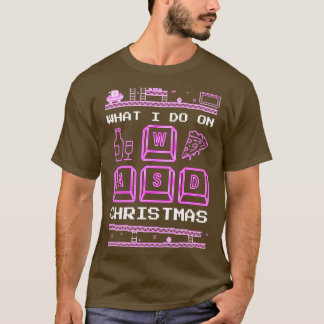 What I Do On Christmas Playing Games Pizza Wine T-Shirt