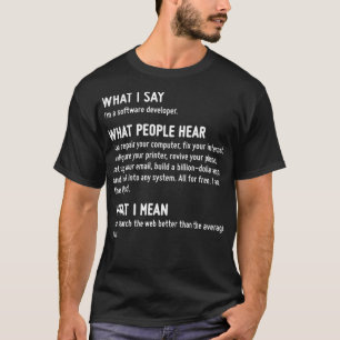 What I Say Im a Software Developer What People Hea T-Shirt