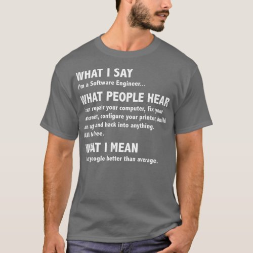 What I Say What I Mean  Software Engineer Gifts T_Shirt