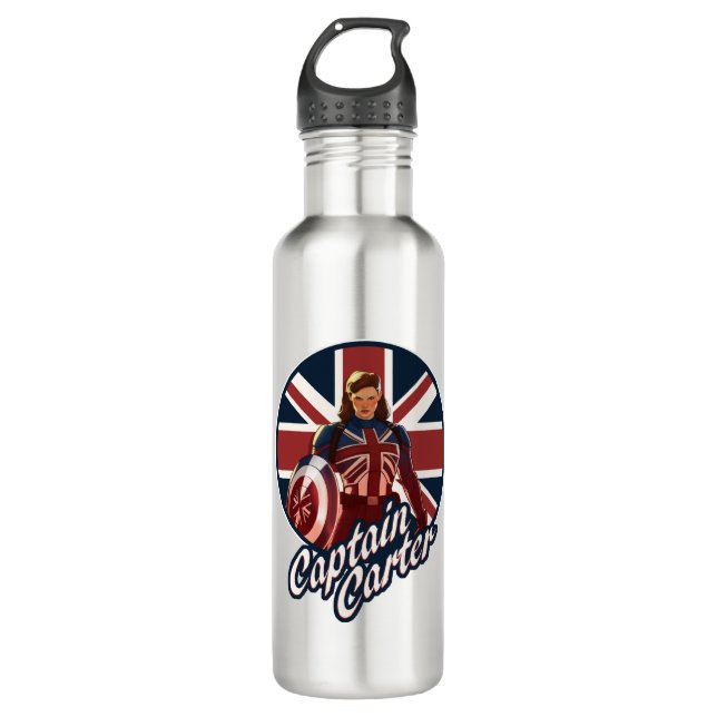 What If…? | Captain Carter Union Jack Stainless Steel Water Bottle (Front)