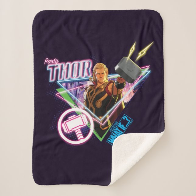 What If…? | Party Thor Neon Graphic Sherpa Blanket (Front)