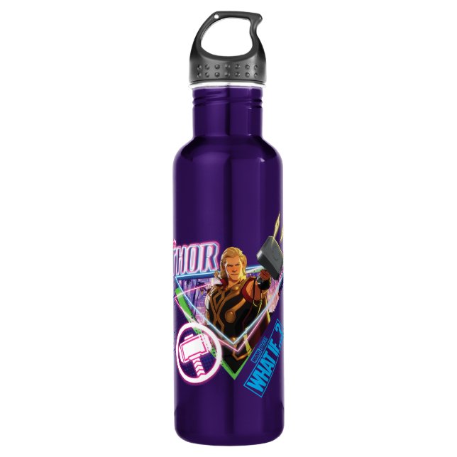 What If…? | Party Thor Neon Graphic Stainless Steel Water Bottle (Front)