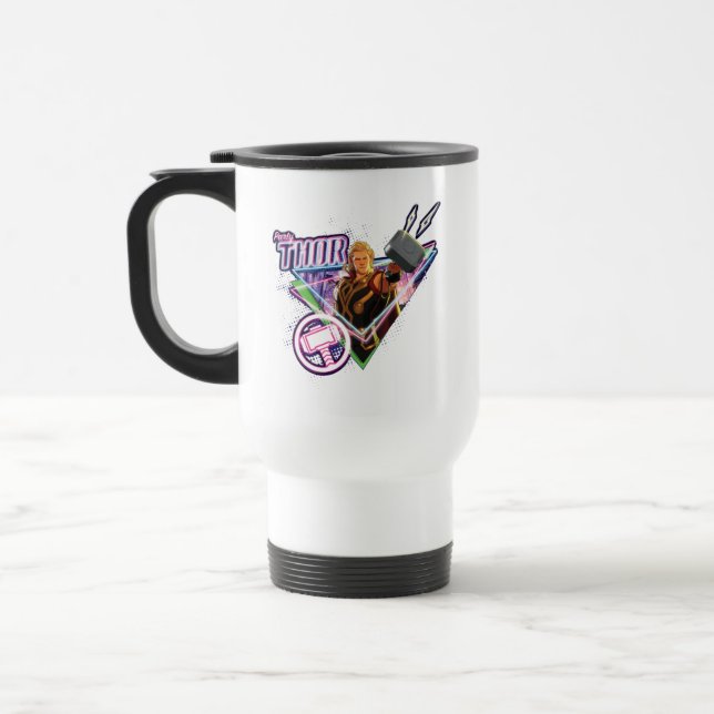 What If…? | Party Thor Neon Graphic Travel Mug (Left)
