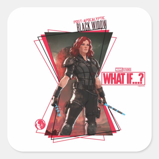 What If…? | Post-Apocalyptic Black Widow Hourglass Square Sticker (Front)