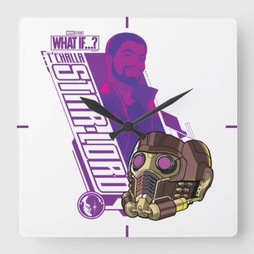 What Ifâ  TChalla Star_Lord Character Graphic Square Wall Clock