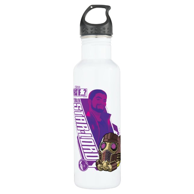 What If…? | T'Challa Star-Lord Character Graphic Stainless Steel Water Bottle (Front)