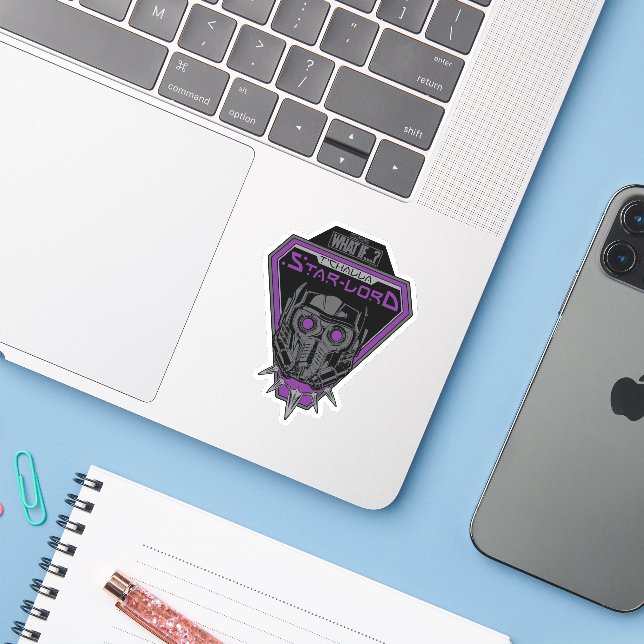 What If…? | T'Challa Star-Lord Helmet Graphic Sticker (Laptop w/ iPhone)