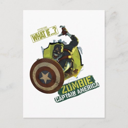 What If  Zombie Captain America Tearing Thru Postcard